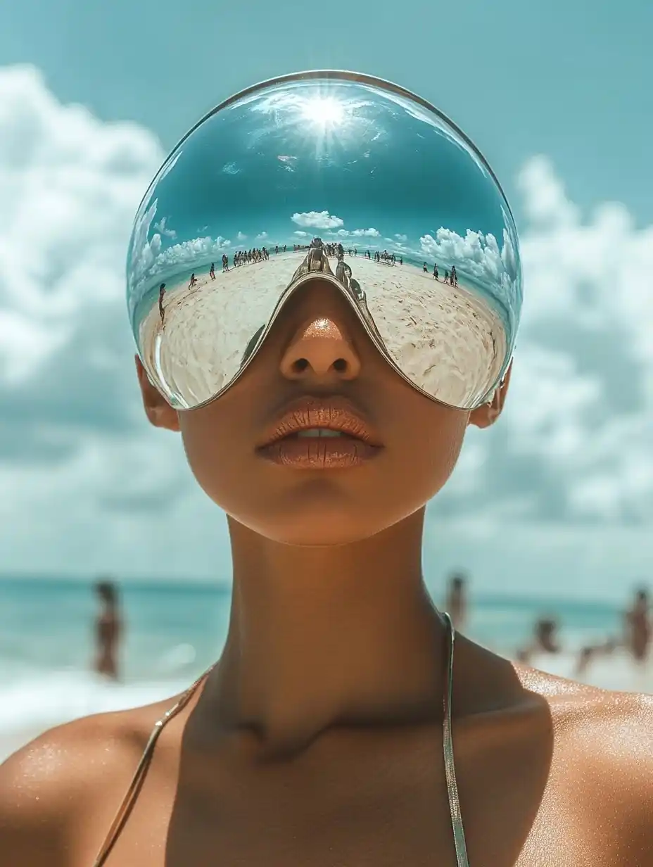Chrome Sphere Fashion Photo Midjourney提示词