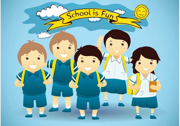 可爱的小学生矢量