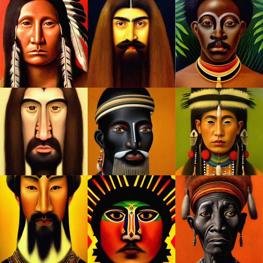 手绘原始部落土著民族人物肖像人像头像插图插画PS背景图片素材