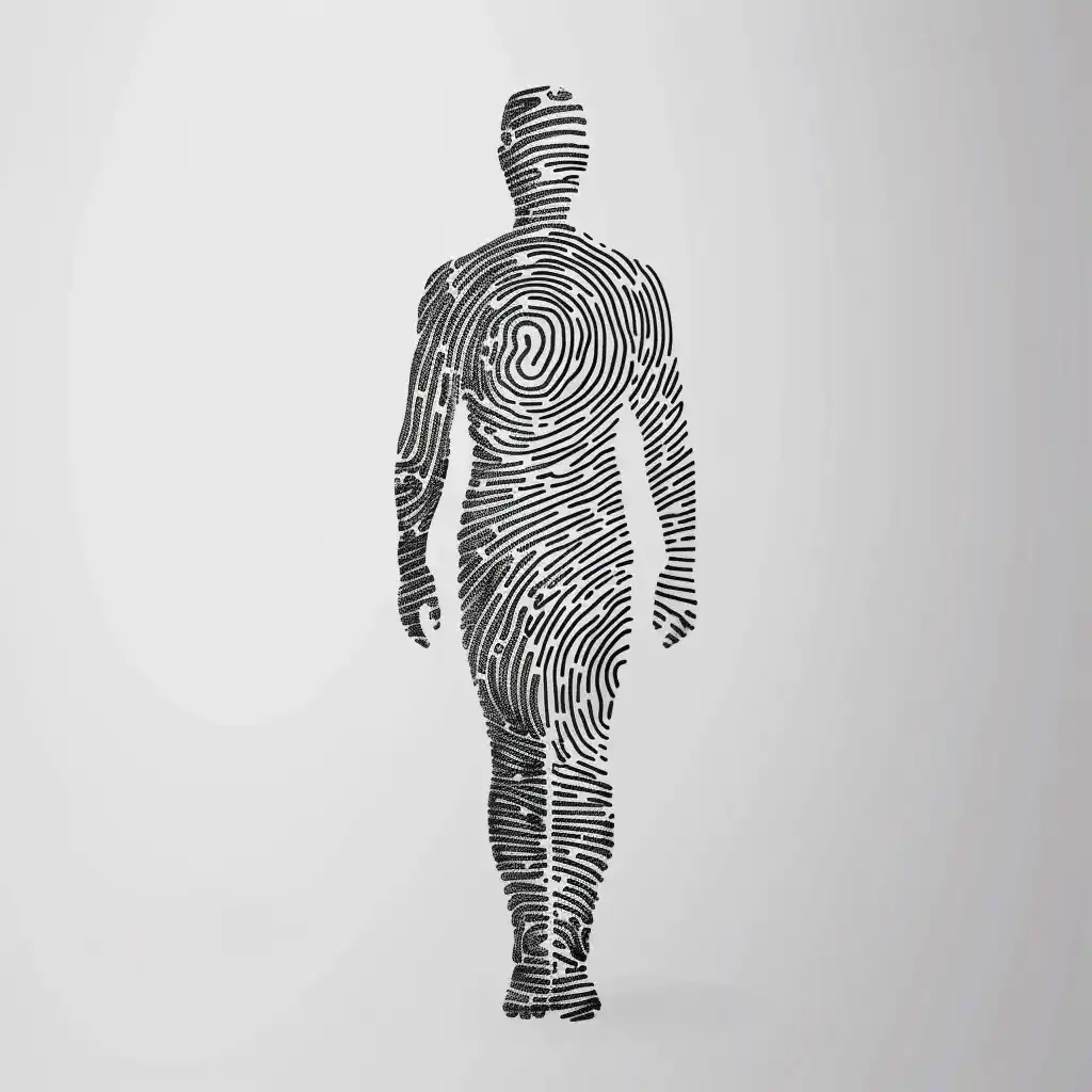 Wireframe Fingerprint Figure Midjourney提示词