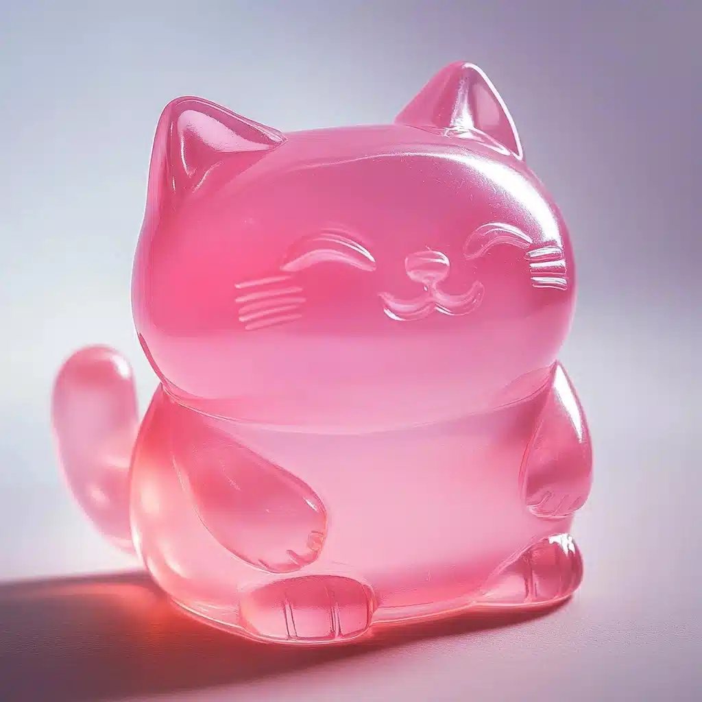 Translucent Pink Jelly Cat Midjourney提示词