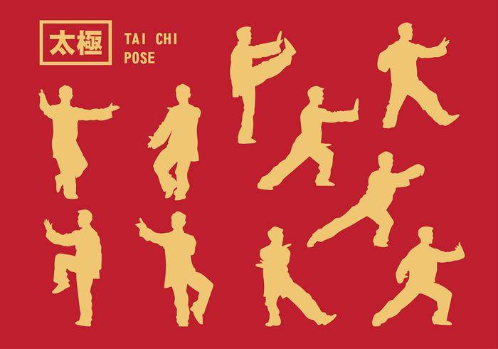 太极姿势剪影矢量