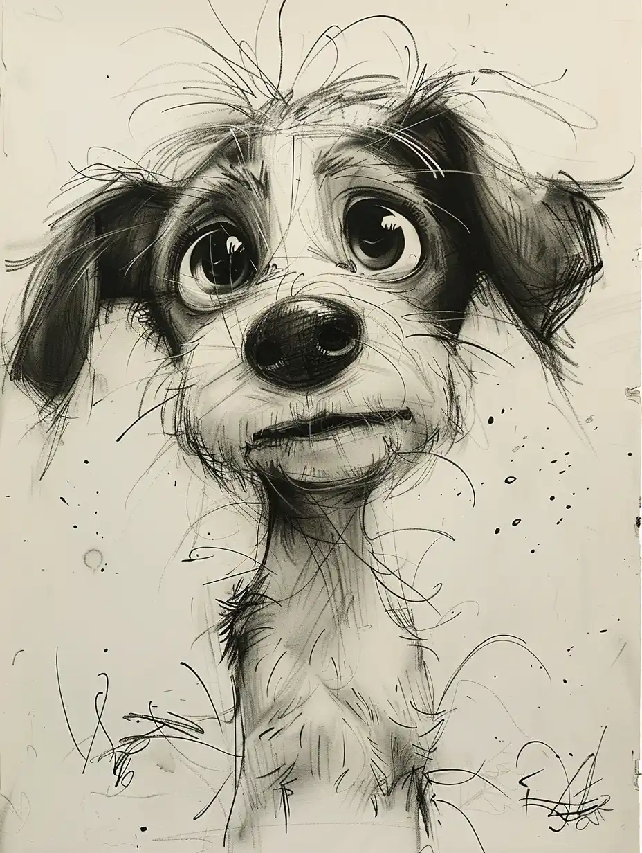 Scribbled Dog by Watterson Midjourney提示词