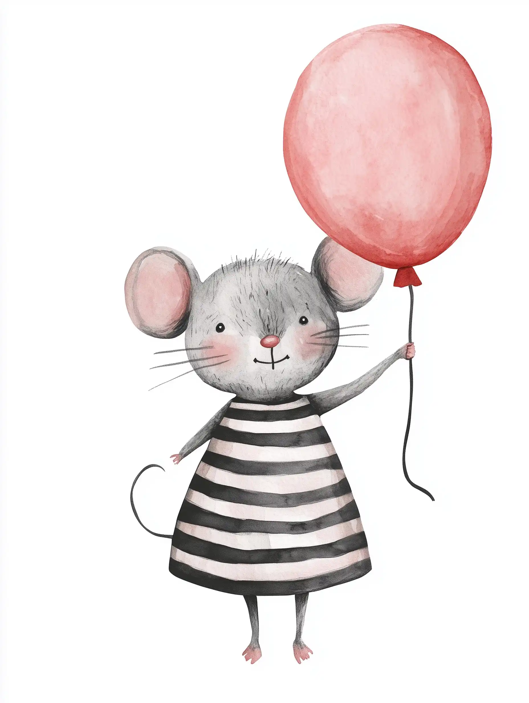 Watercolor Mouse Birthday Card Midjourney提示词