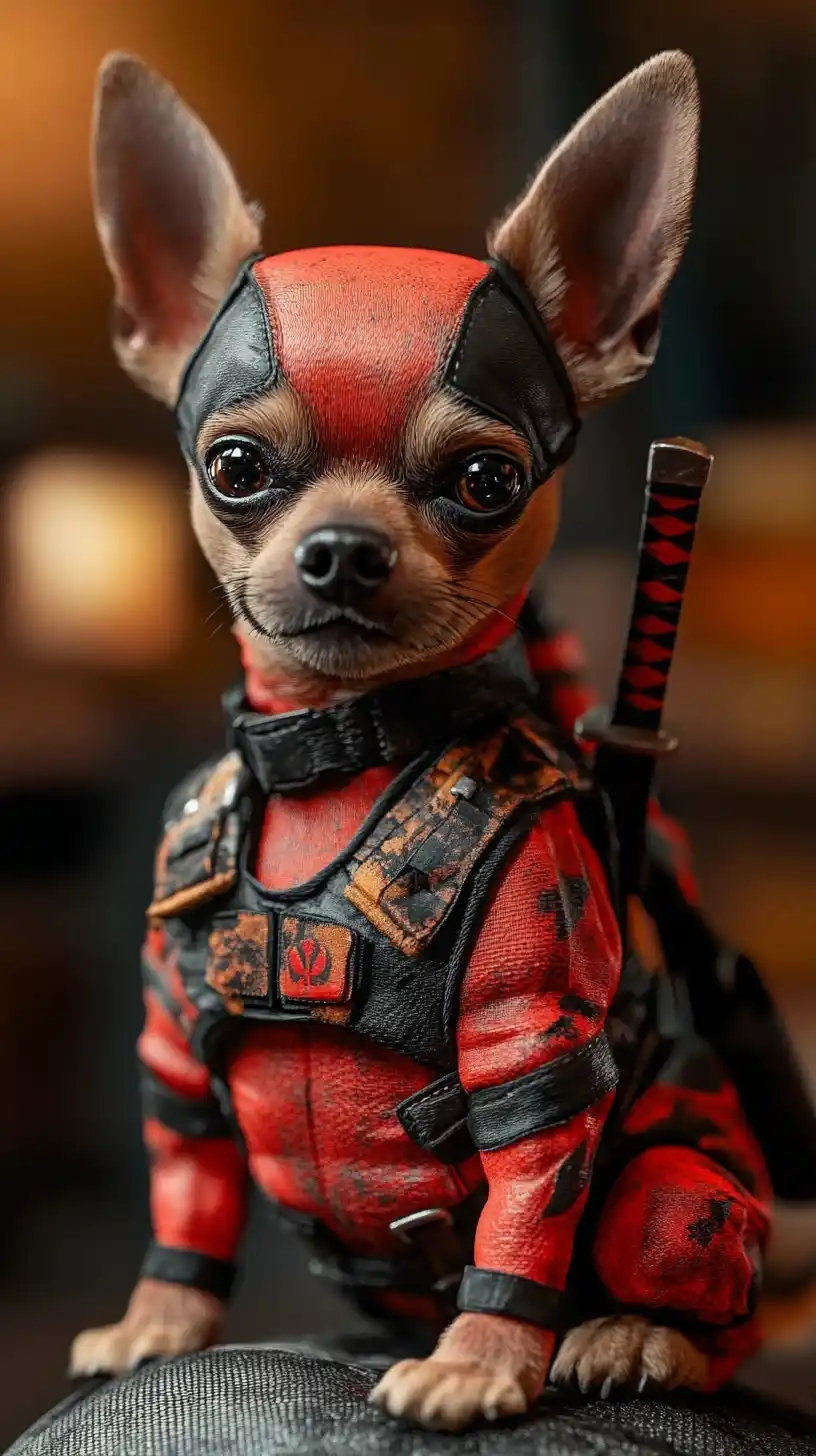 Chihuahua in Deadpool Style Midjourney提示词