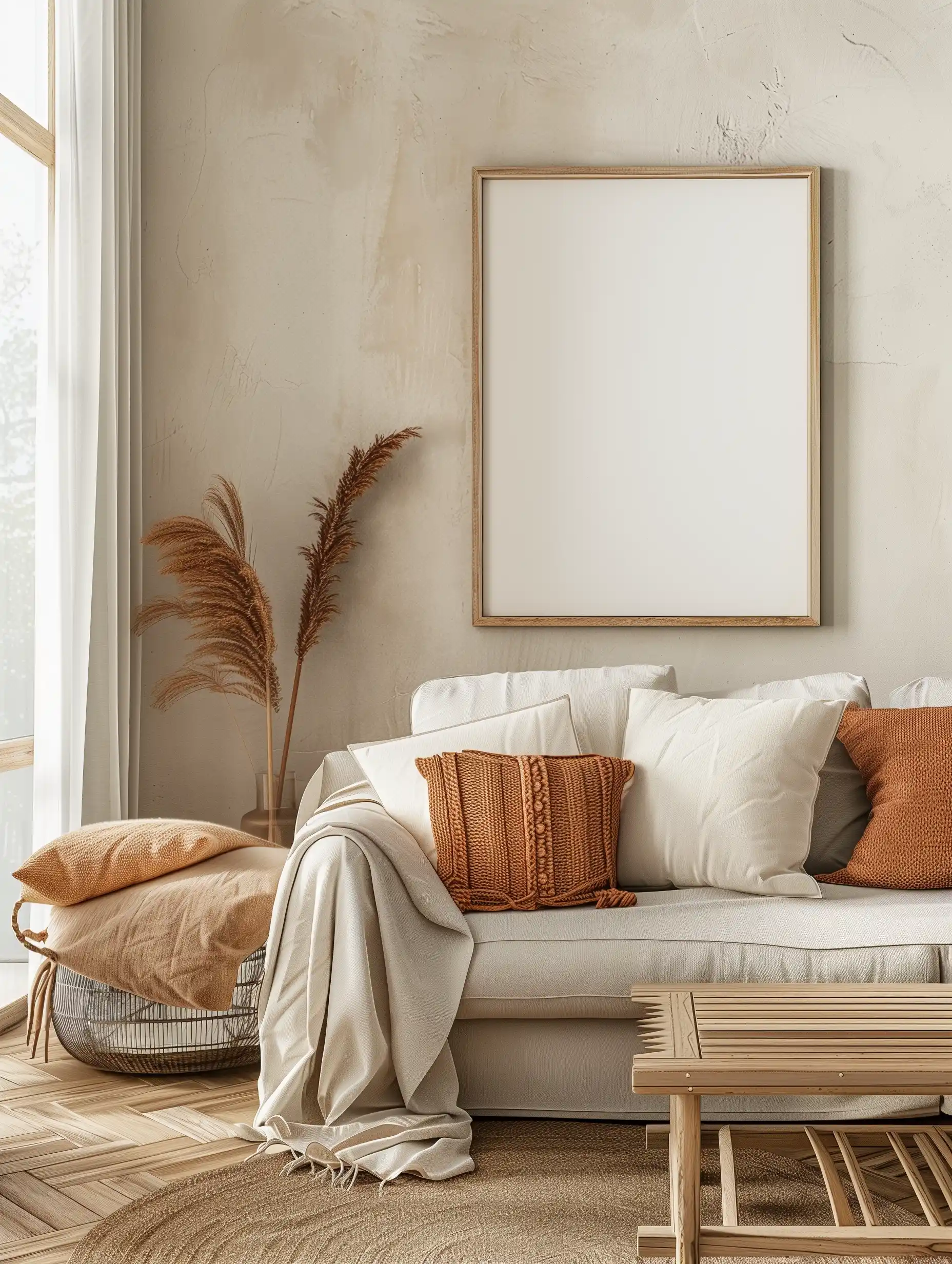 Rustic Boho Living Room Midjourney提示词