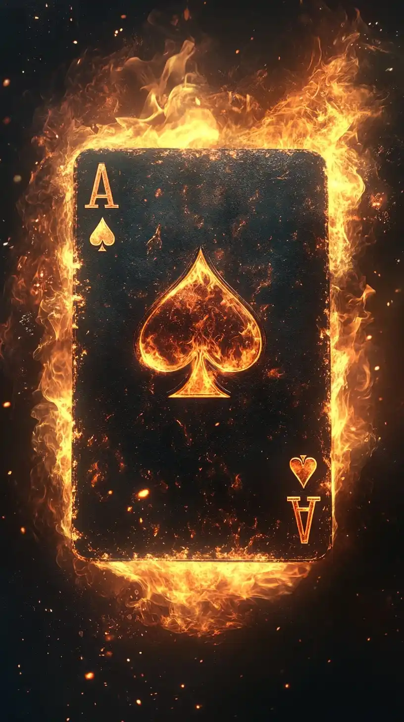 Realistic Playing Cards Ablaze Midjourney提示词