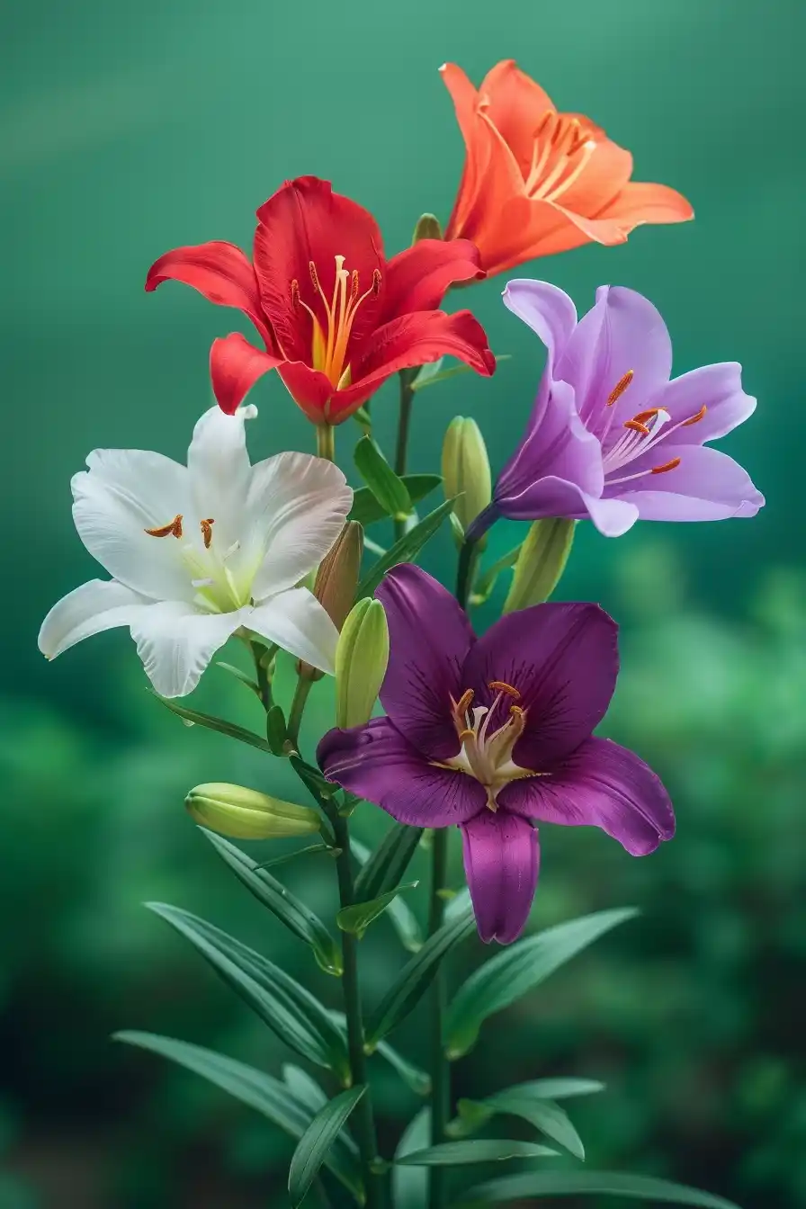 Colorful Lily Bouquet Photo Midjourney提示词