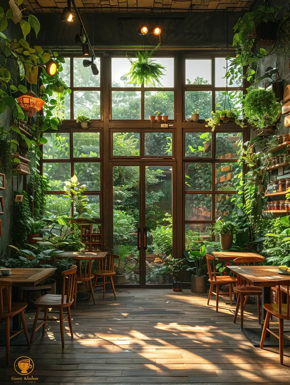 Sunlit Tea Haven Midjourney提示词
