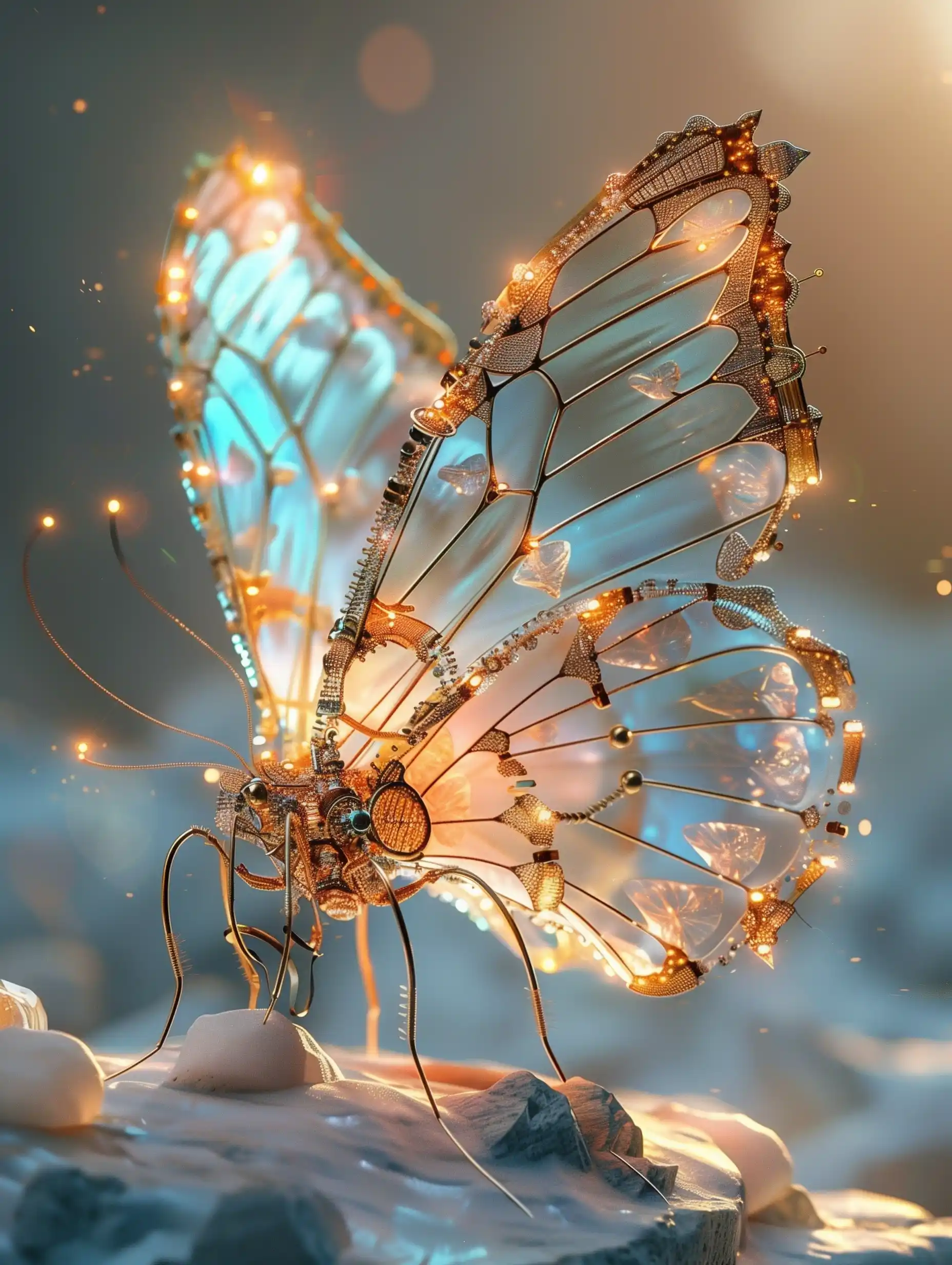 Mechanical Fireflies in Cinema4D Midjourney提示词