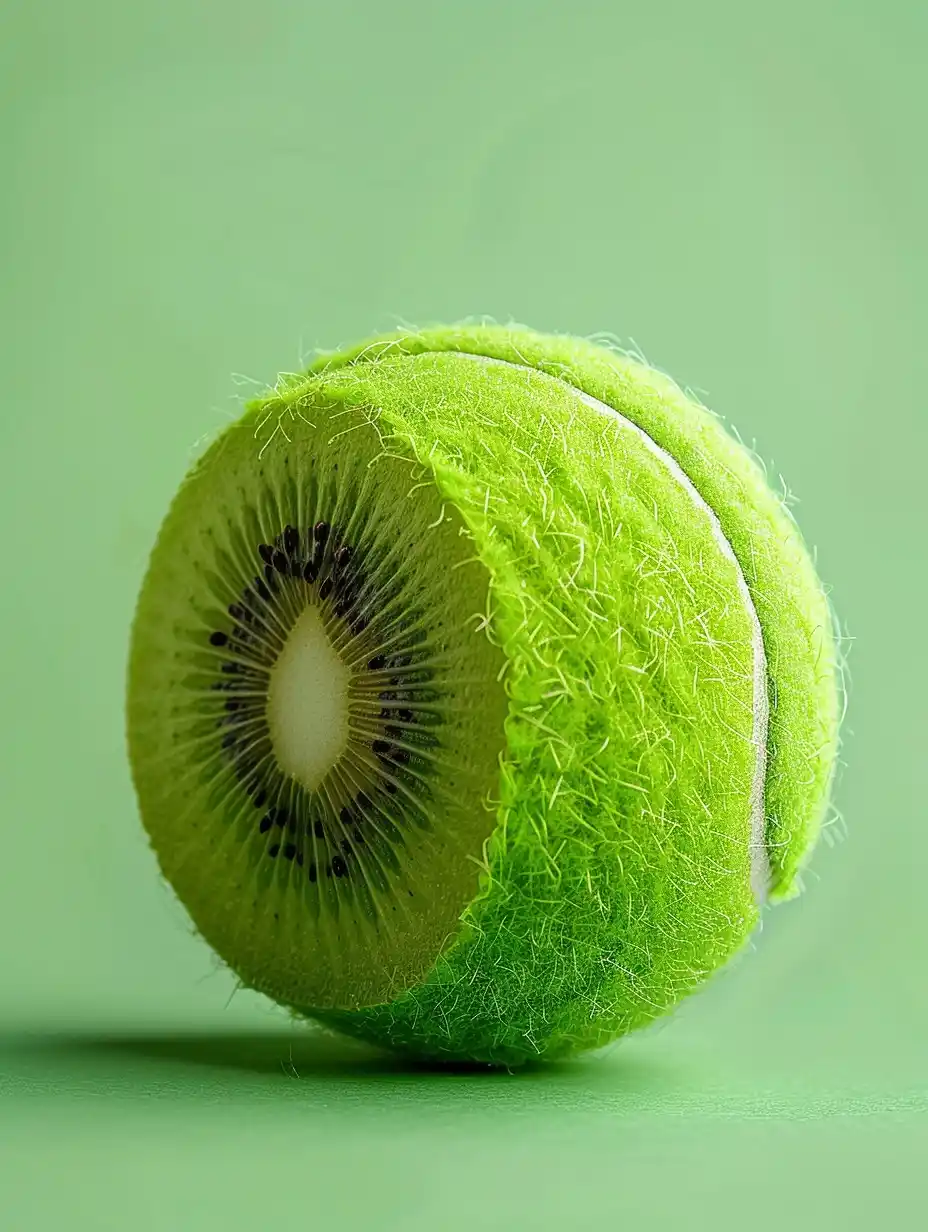 Tennis Ball Kiwi Fusion Midjourney提示词