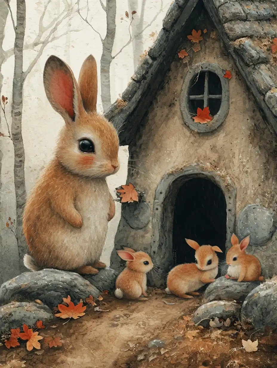 Forest Friends Building Home Midjourney提示词