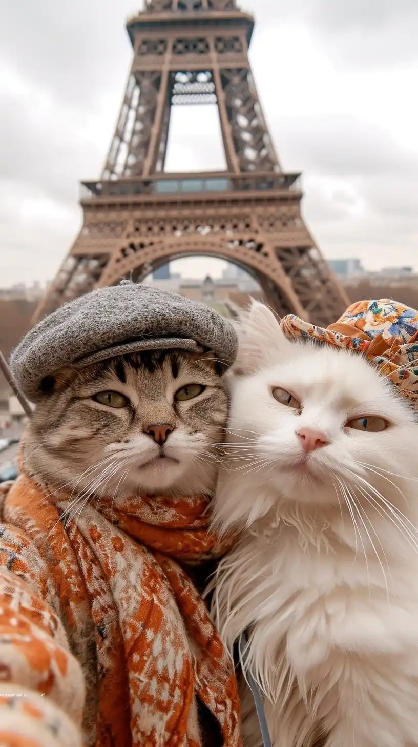 Parisian Kitten Selfie Midjourney提示词