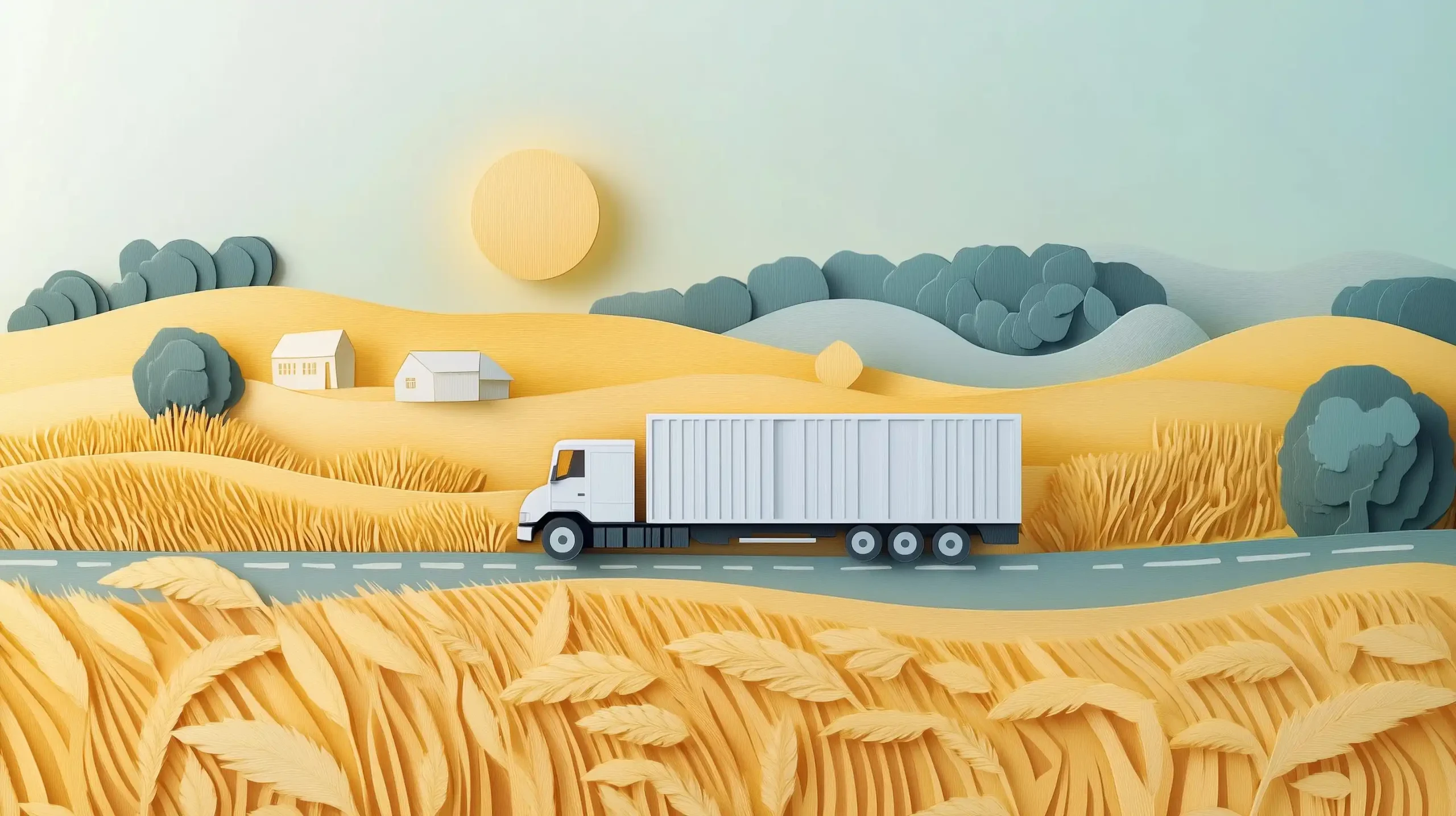 Whimsical Paper Cut Truck Midjourney提示词