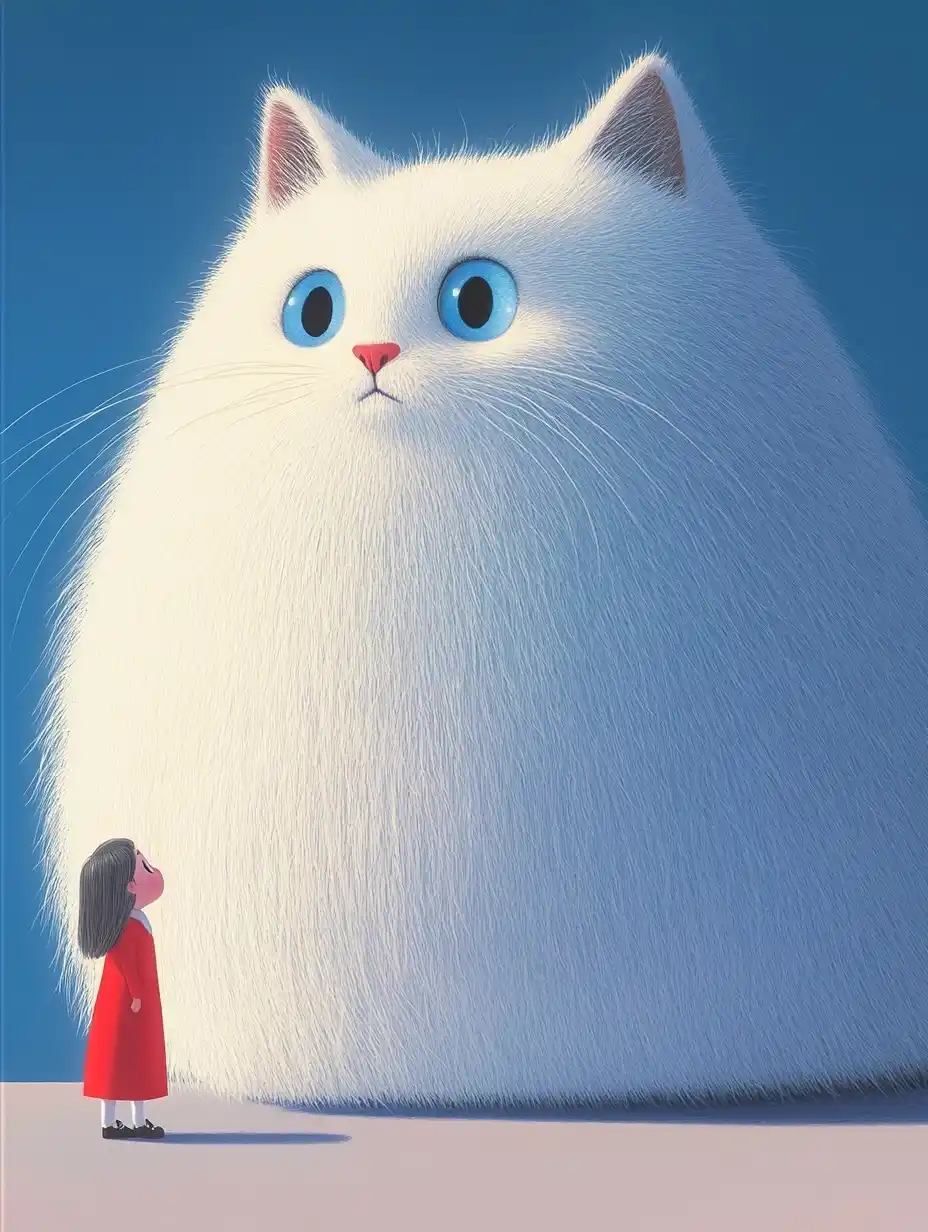 Ragdoll Cat and Girl Poster Midjourney提示词