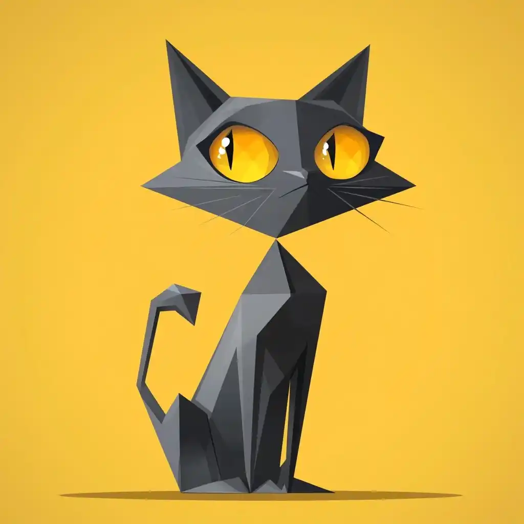 Angular Gray Cat Cartoon Midjourney提示词
