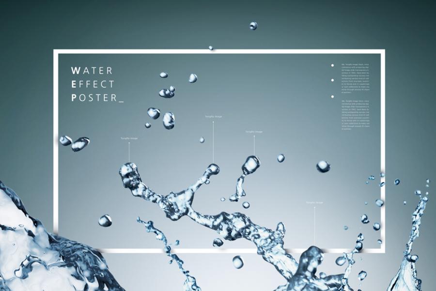 20款透明水滴饮品广告海报模板psd分层设计素材源文件