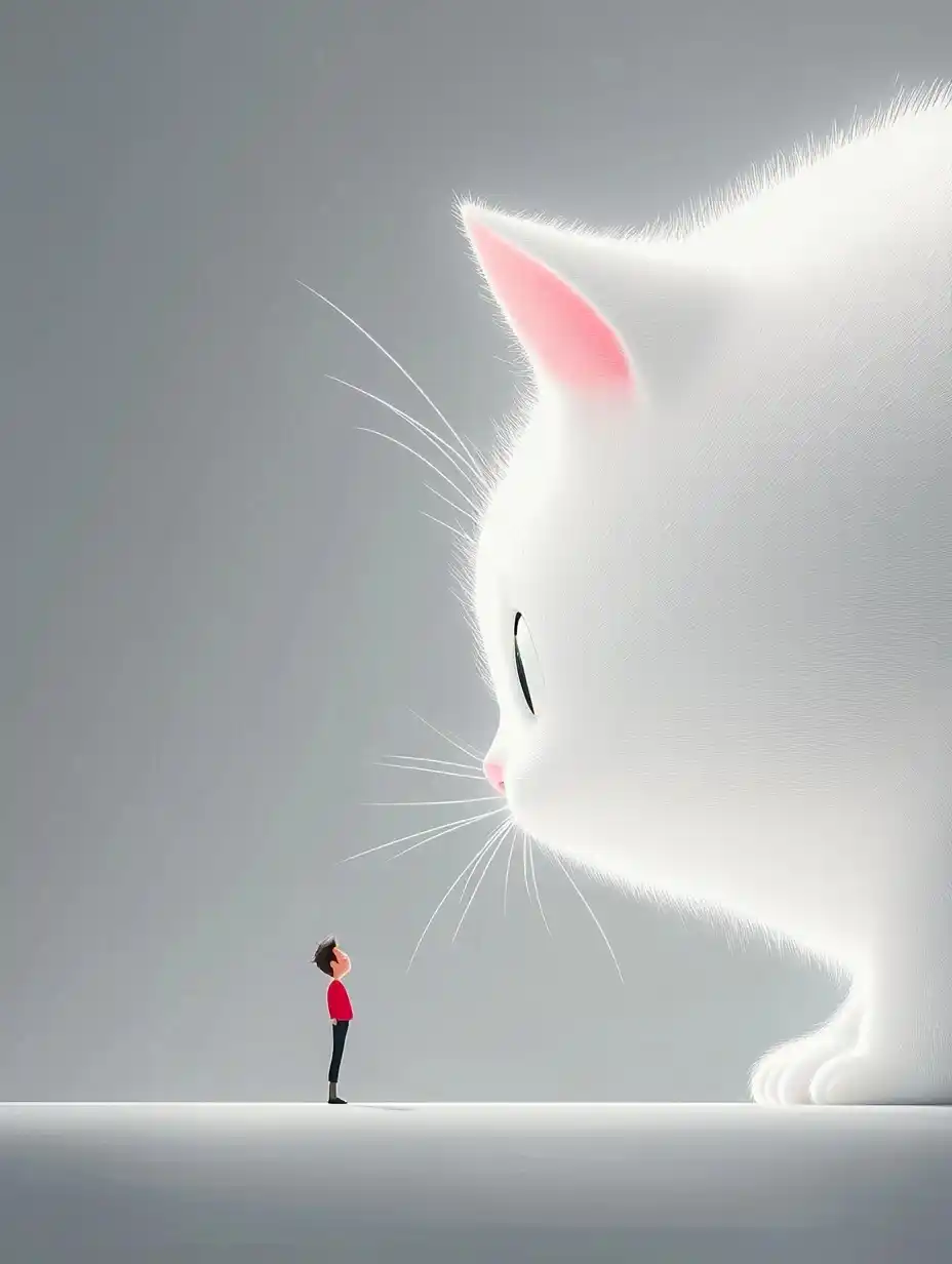 Minimalist Cat Profile Poster Midjourney提示词