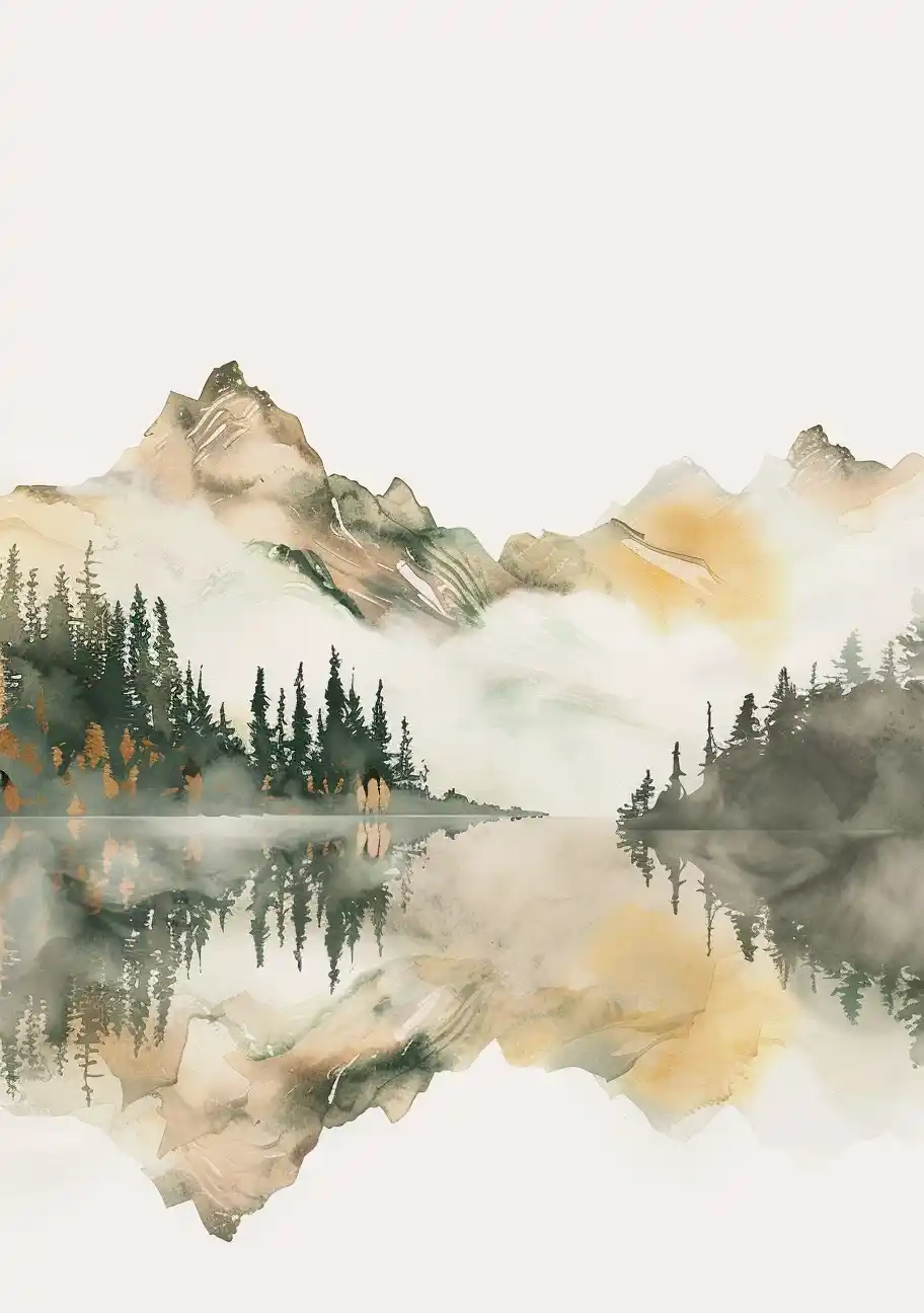 Alaska Aquarell Landscape Poster Midjourney提示词