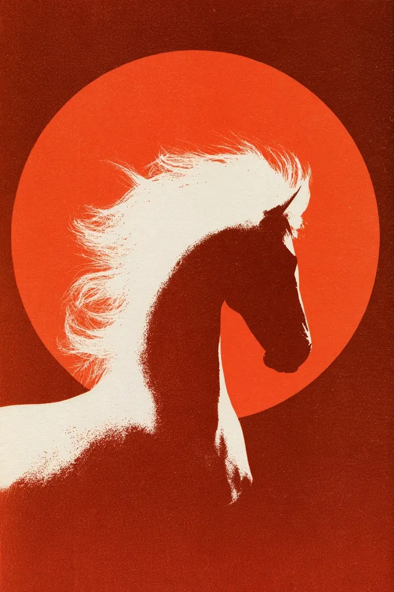 Saul Bass Horse Cover Midjourney提示词