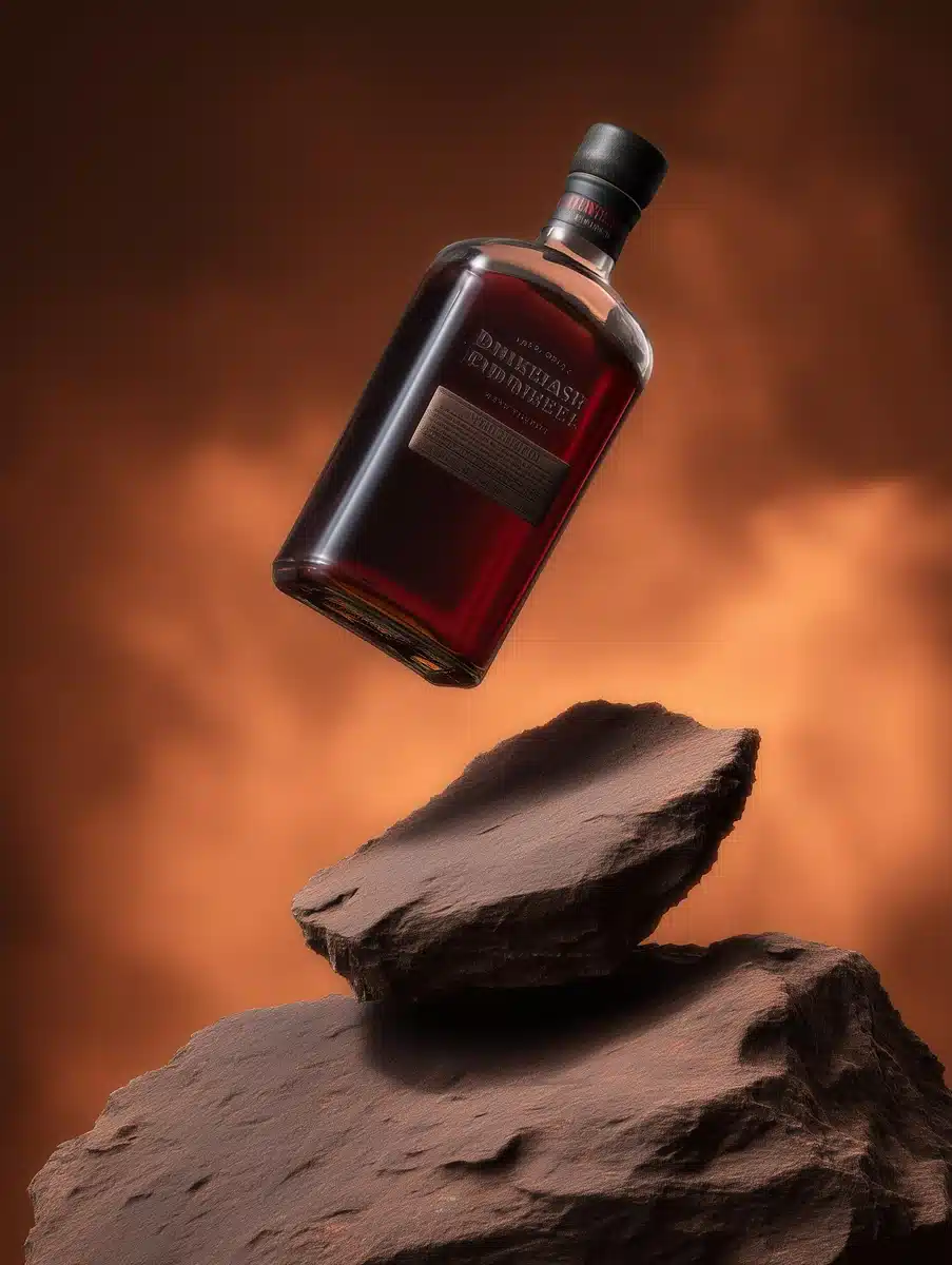 Floating Whiskey Bottle Photography Midjourney提示词