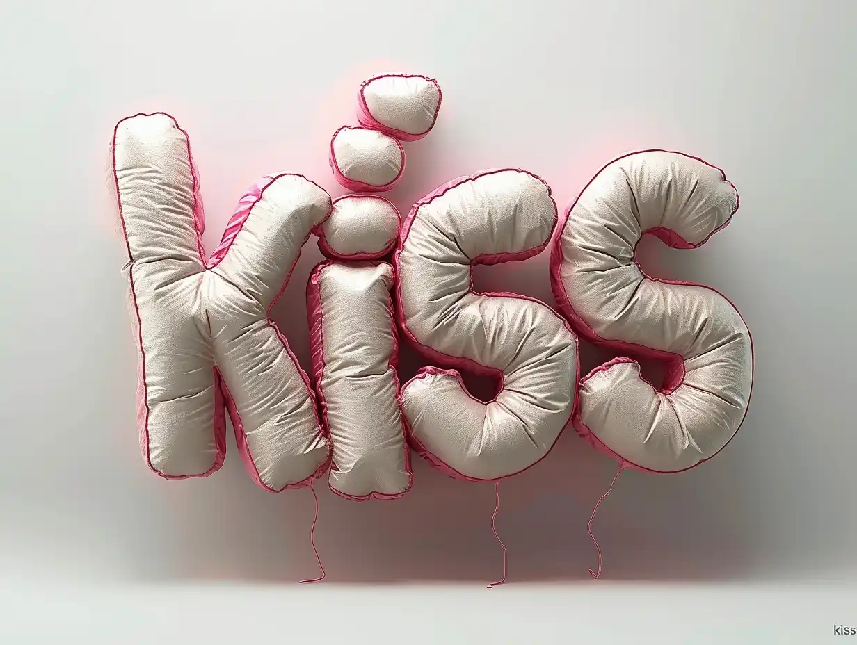 Inflated Fabric Kiss Text Midjourney 提示词生成效果