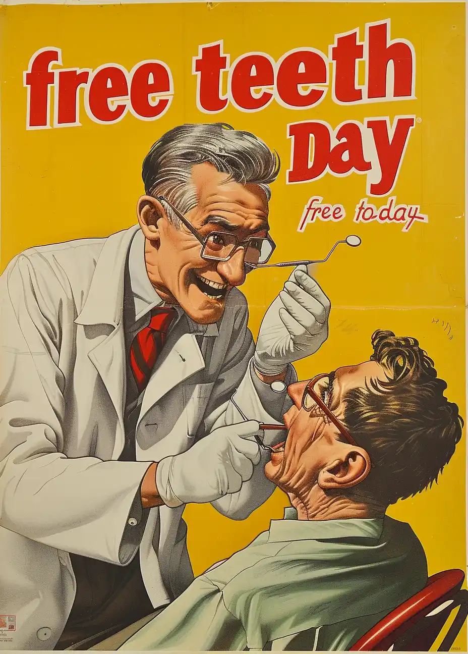 Vintage Dental Care Poster Midjourney提示词