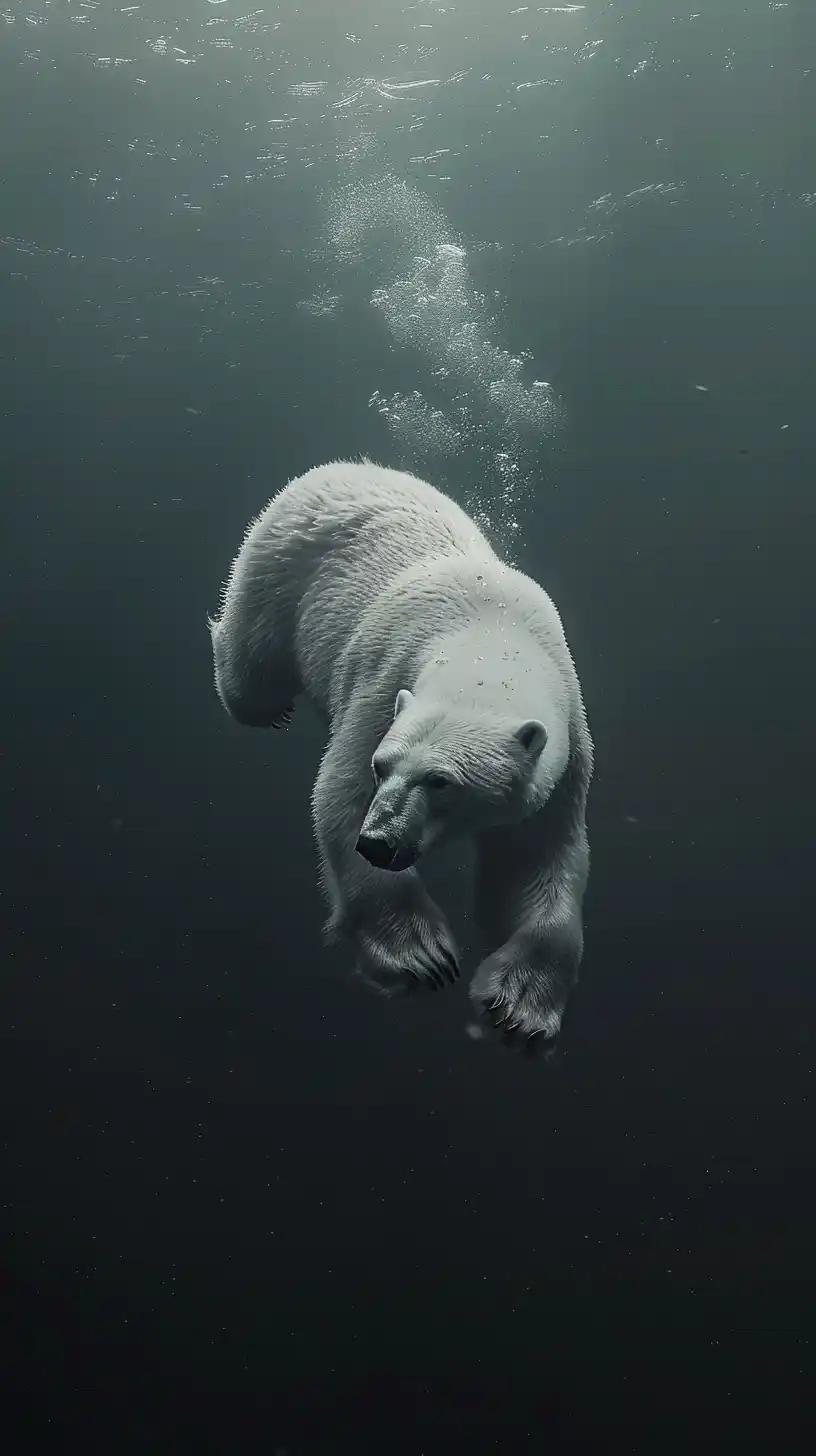 Realistic Polar Bear Dive Midjourney提示词