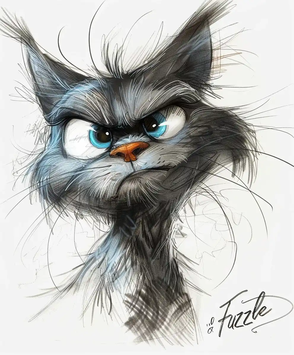 Squirrel-Cat Sketch Fuzzle Midjourney提示词