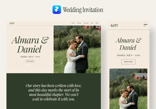 婚礼邀请Framer模板（Almara），Almara - Wedding Invitation Framer Template