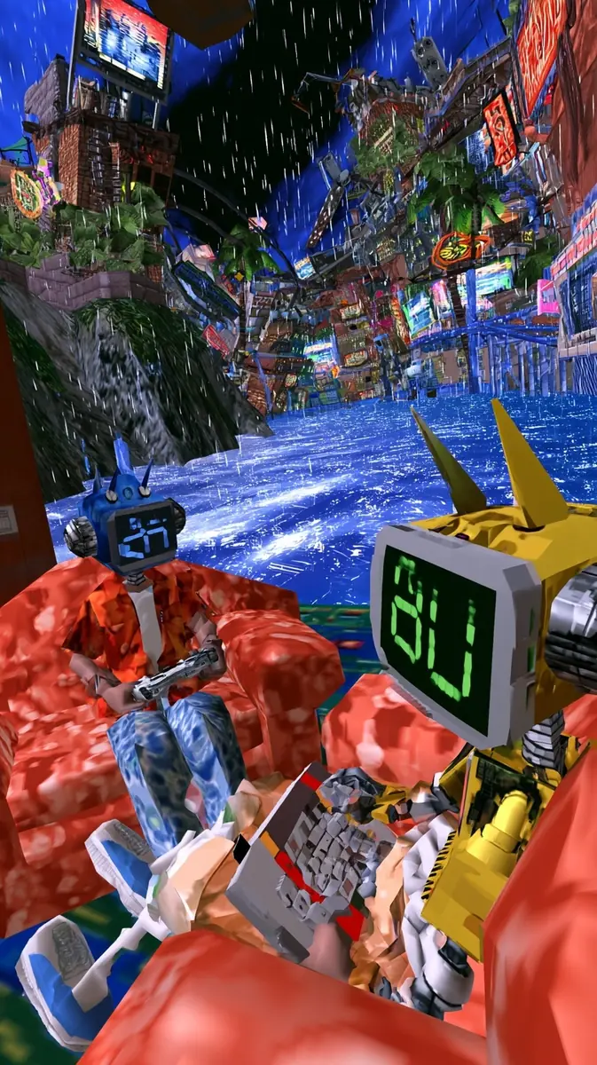 Cyberpunk Man Robot Apartment Midjourney提示词