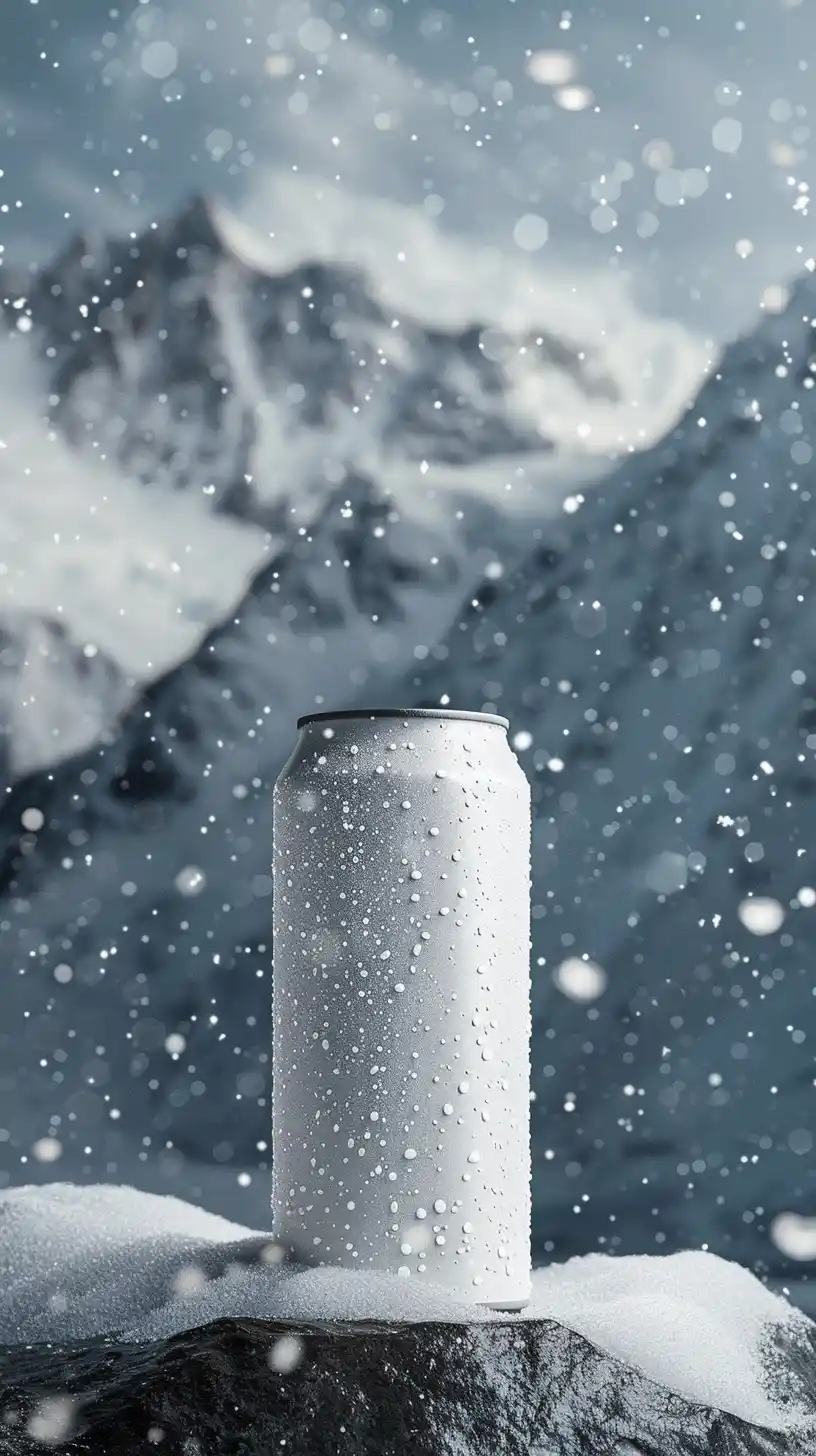 Frosty White Alcohol Can Midjourney提示词