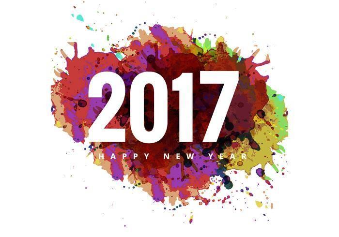 多彩Grunge 2017年新年快乐卡