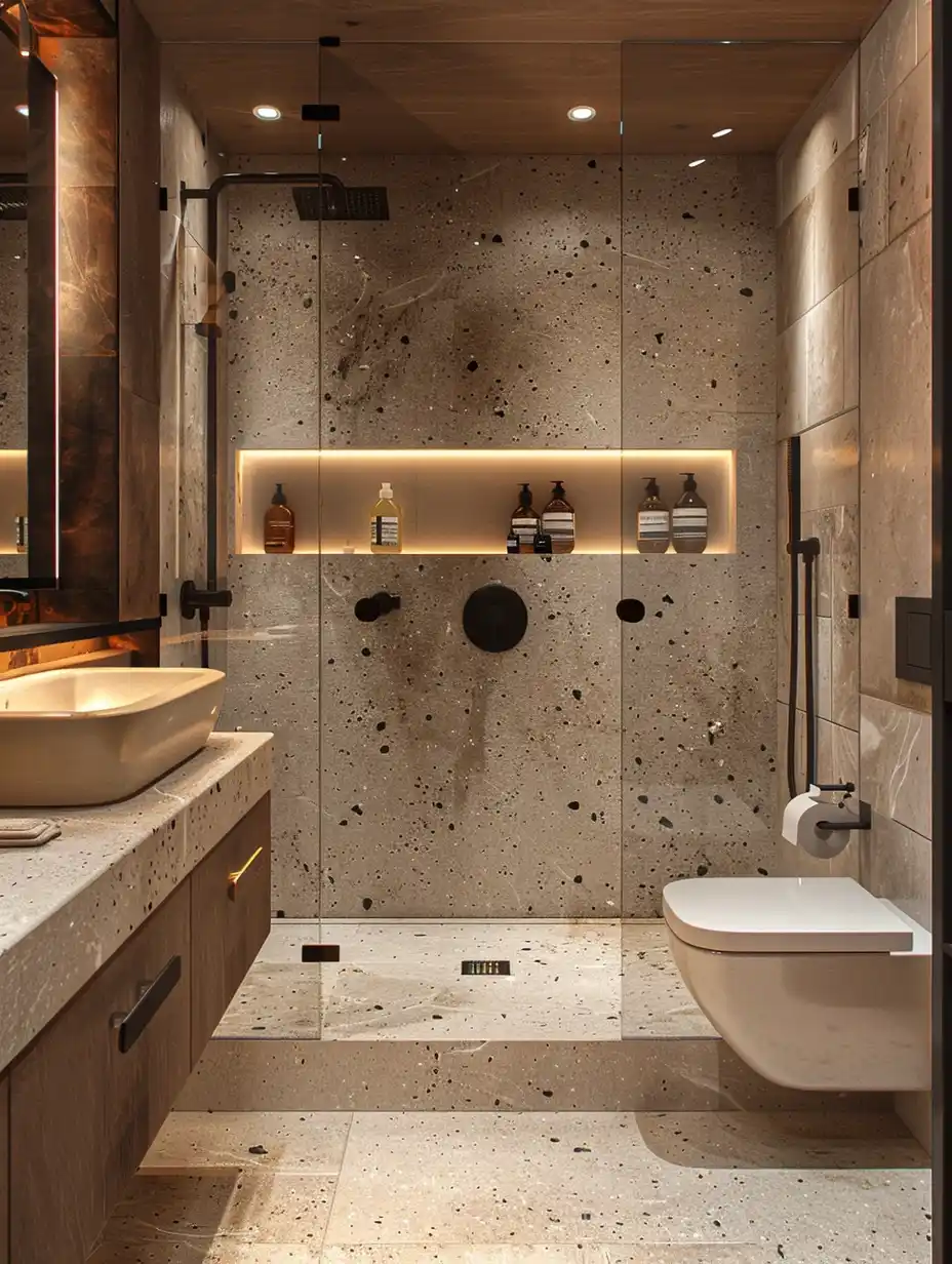 Modern Wet-Dry Bathroom Midjourney提示词