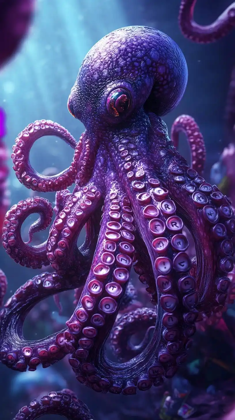 Hyper-Realistic Alien Octopus Midjourney提示词