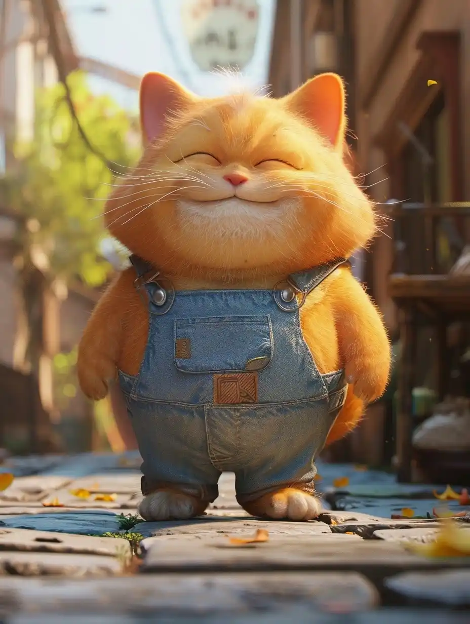 Pixar-Style Cat Strolling Midjourney提示词