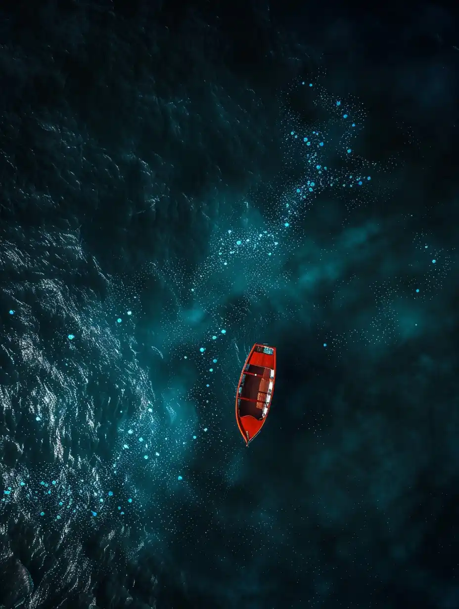 Oceanic Jellyfish Boat Midjourney提示词