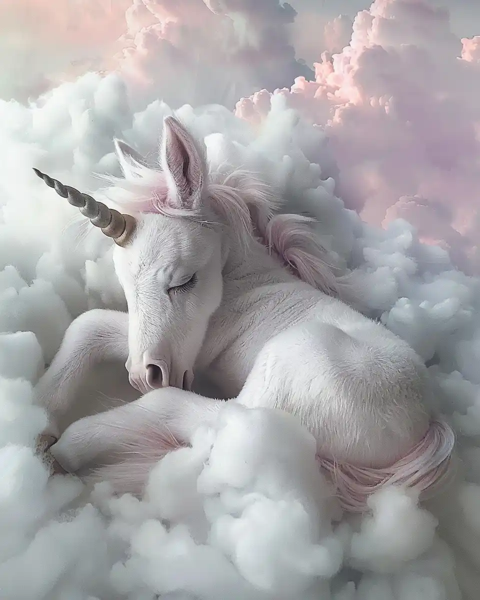 Realistic Newborn Unicorn Cloud Midjourney提示词