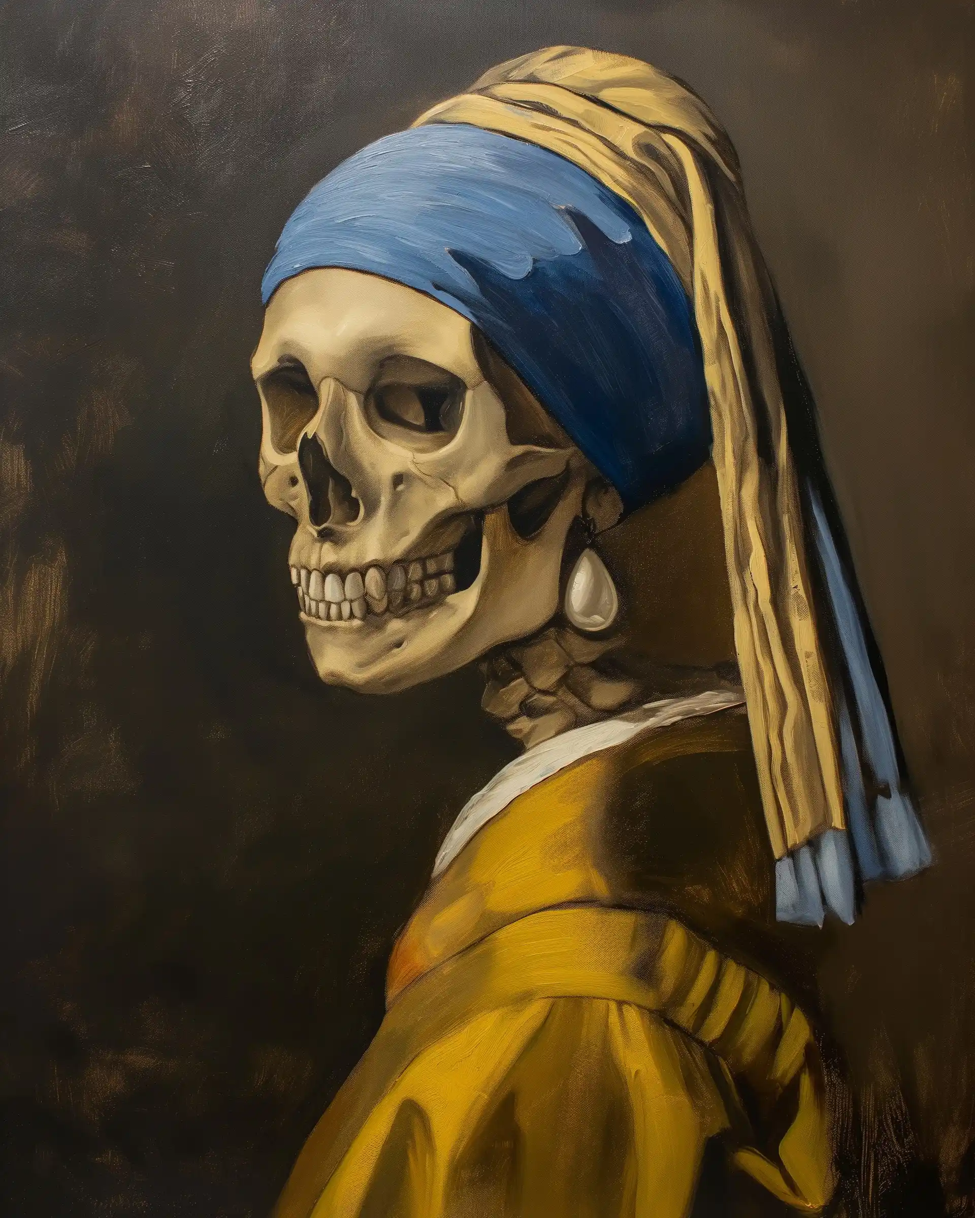 Skeletal Earring Vermeer Style Midjourney提示词