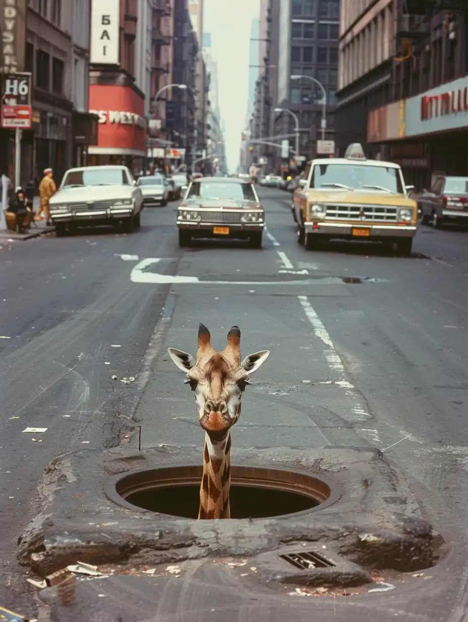 Photorealistic Giraffe in Street Midjourney提示词