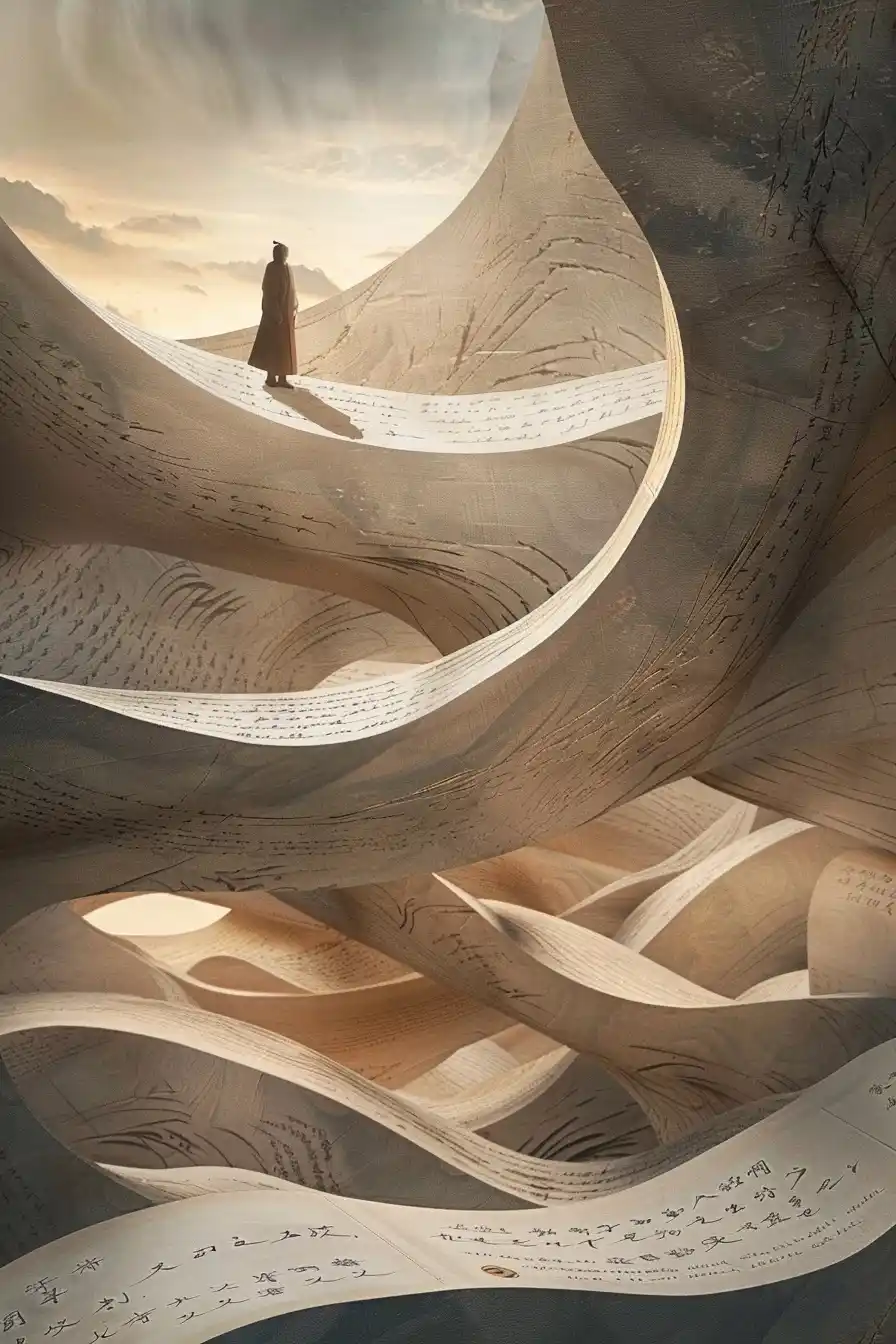 Ancient Calligraphy Vortex Midjourney提示词