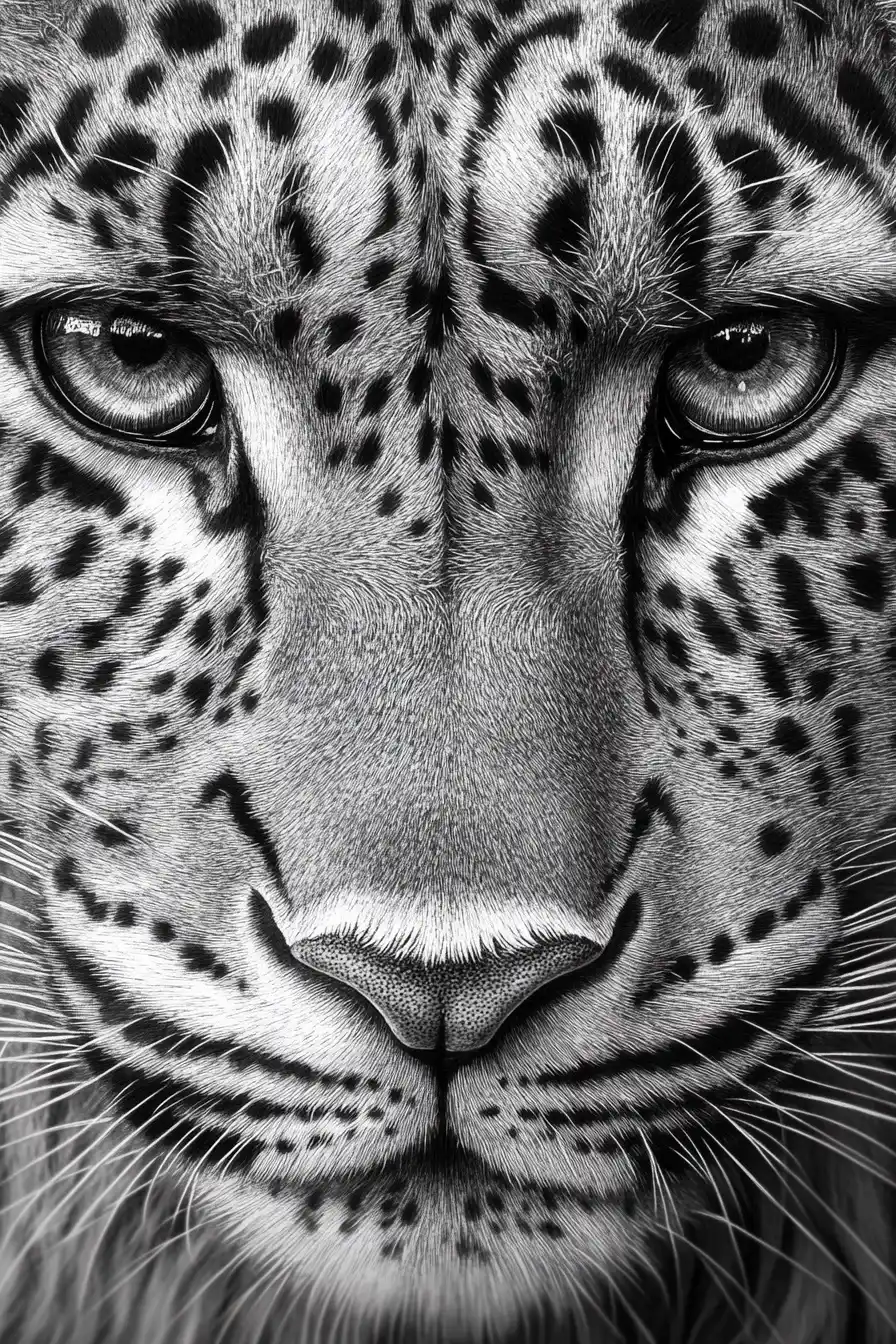 Pencil Drawing Asian Leopard in Atlas Mountains Midjourney提示词