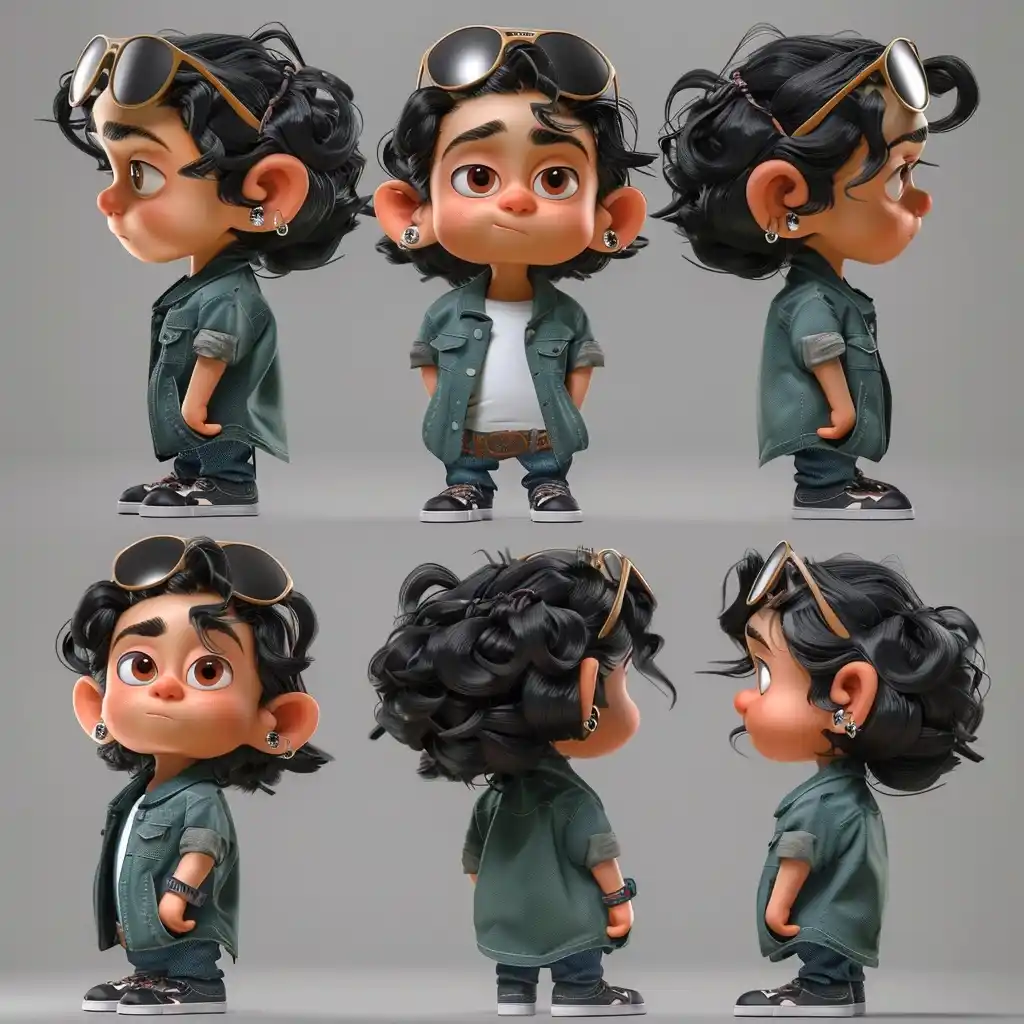 3D Rendered Mischievous Boy Midjourney提示词