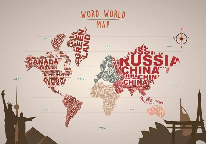 与地标的免费字地图插图