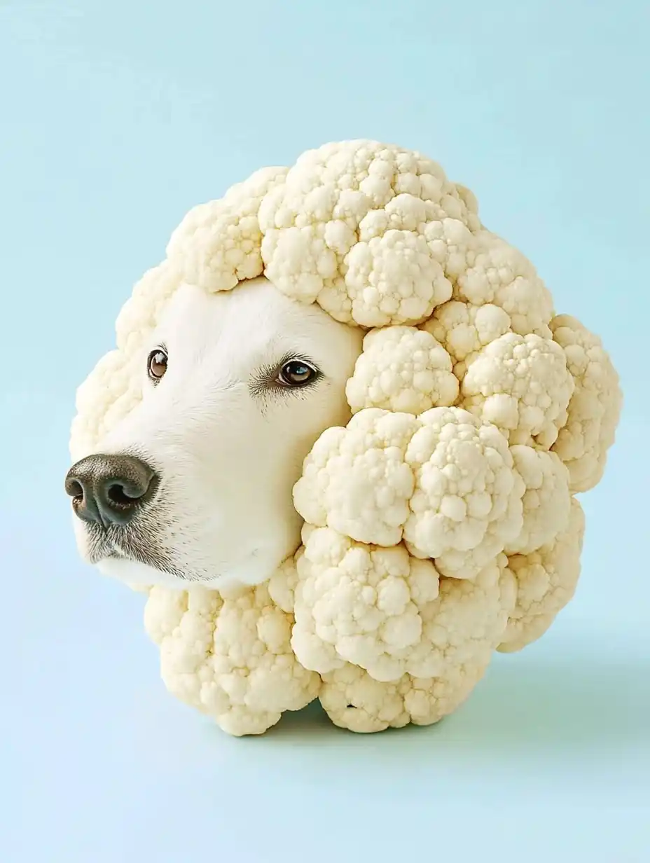 Cauliflower Dog Head Photography Midjourney提示词