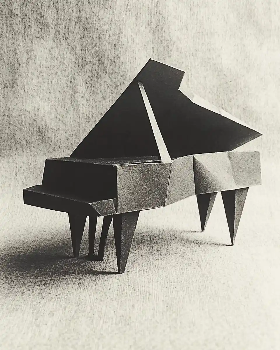 Origami Piano Poster Design Midjourney提示词