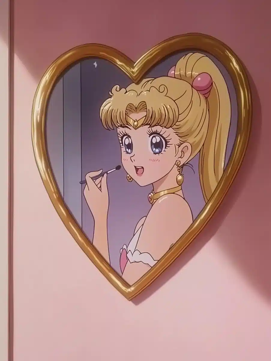 Anime Reflection in Pink Midjourney提示词