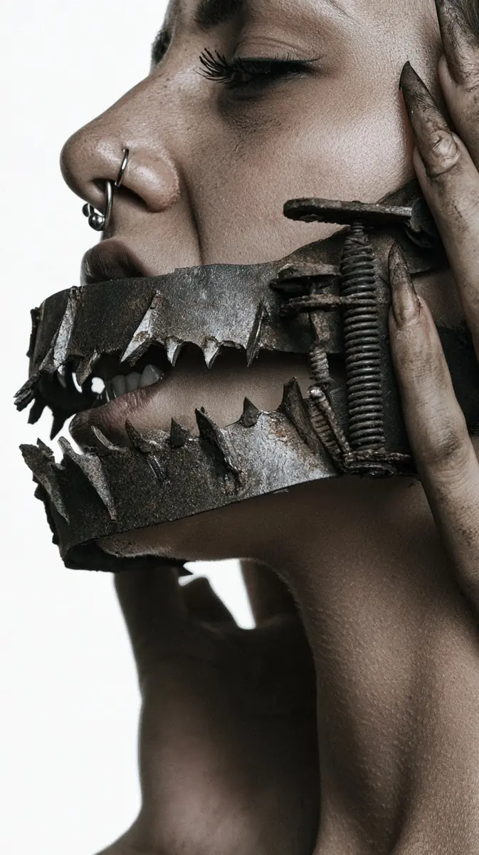 Surreal Horror Metal Jaw Midjourney提示词