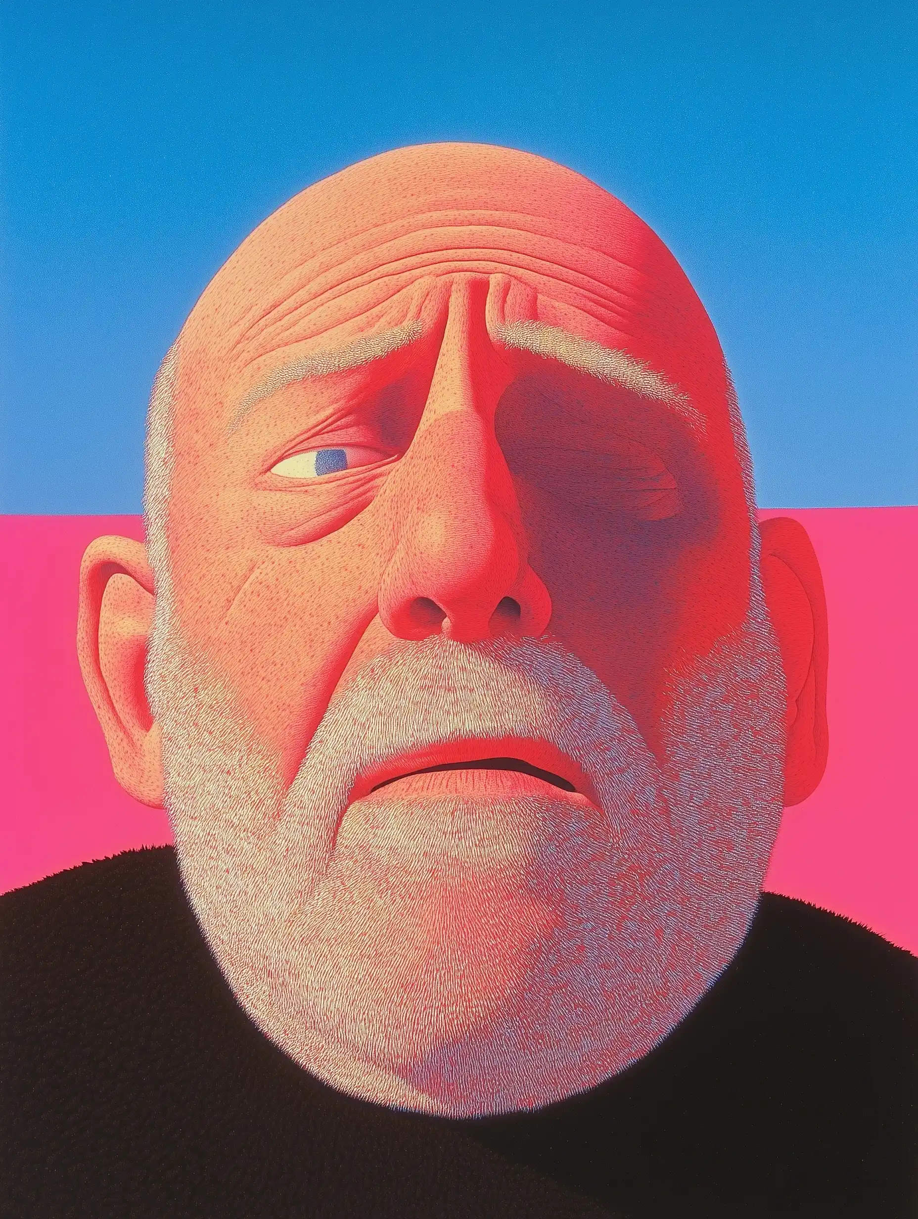 Puzzled Old Man Portrait Midjourney提示词