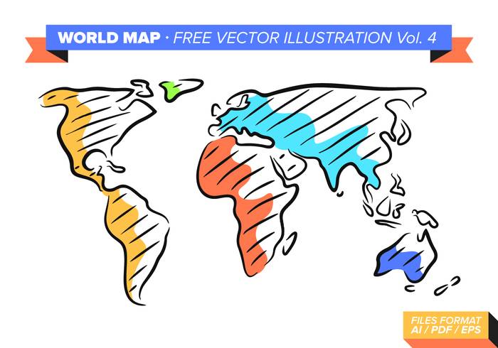 世界地图免费矢量插图卷。 4